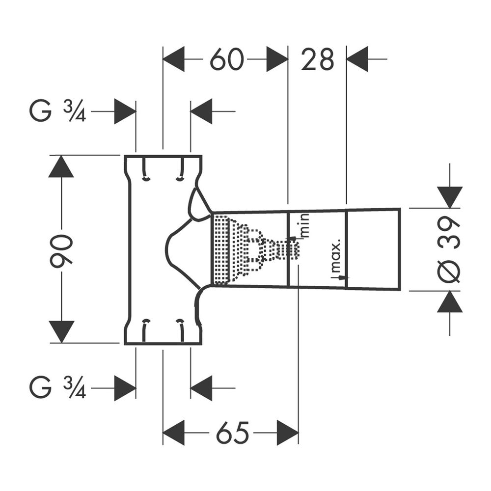 hansgrohe Grundkörper 130l/min für Abstellventil Unterputz Spindel DN 20... HANSGROHE-15970180 4011097345208 (Abb. 6)