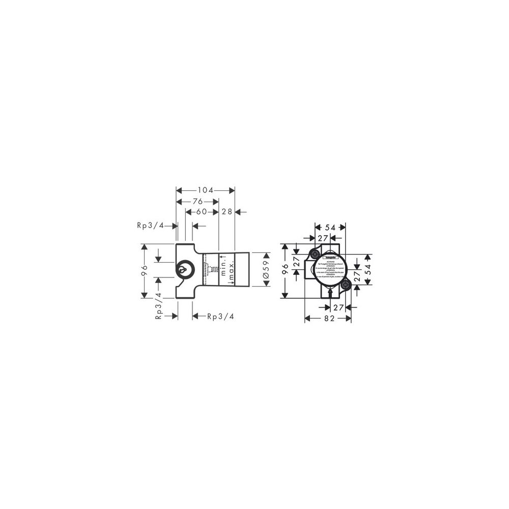 hansgrohe Grundkörper für Trio Ab-/ Umstellventil Unterputz... HANSGROHE-15981180 4011097415772 (Abb. 4)