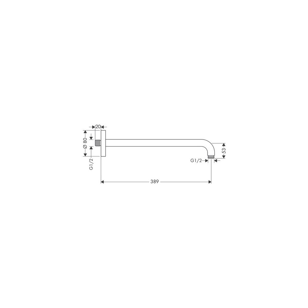 hansgrohe Brausearm 389mm DN 15, Mattschwarz, Ausladung 90 Grad ohne Kugelgelenk... HANSGROHE-27413670 4059625264034 (Abb. 3)