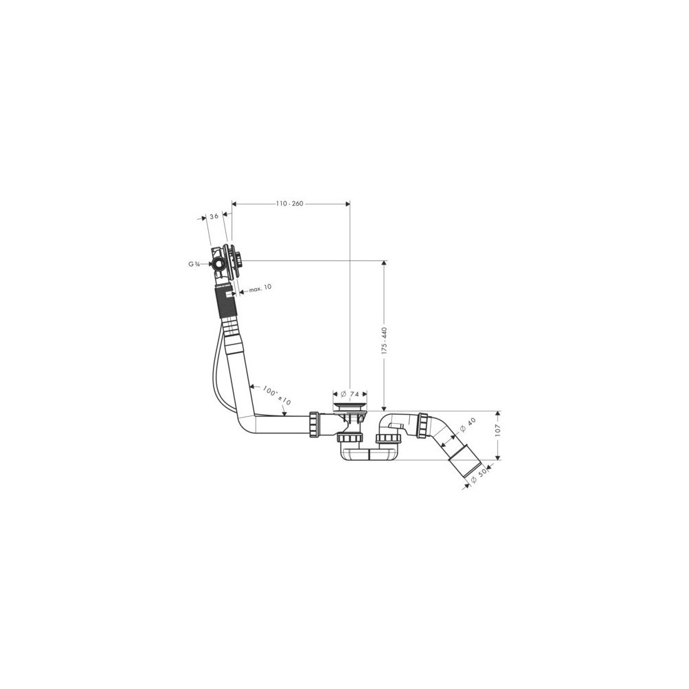 hansgrohe Exafill S Grundkörper Wanneneinlauf, Ablauf-, Überlaufgarnitur für Normal... HANSGROHE-58115180 4011097433103 (Abb. 3)