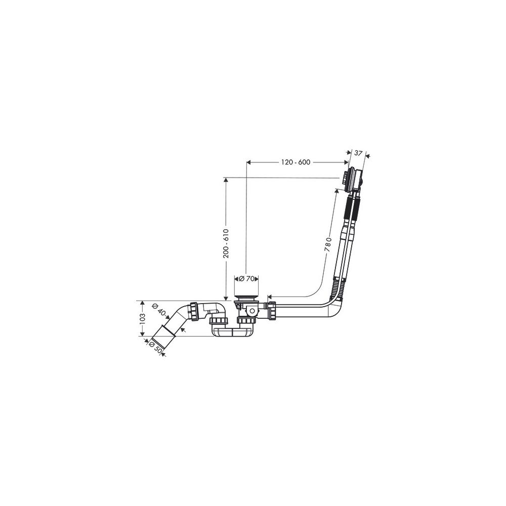 hansgrohe Exafill S Grundkörper Wanneneinlauf, Ablauf-, Überlaufgarnitur für Sonder... HANSGROHE-58116180 4011097433110 (Abb. 3)