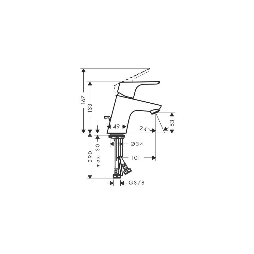 hansgrohe Focus Einhebel-Waschtischmischer 70mm 5l/min mit Zugstangen-Garnitur, Chr... HANSGROHE-31730000 4011097590769 (Abb. 5)