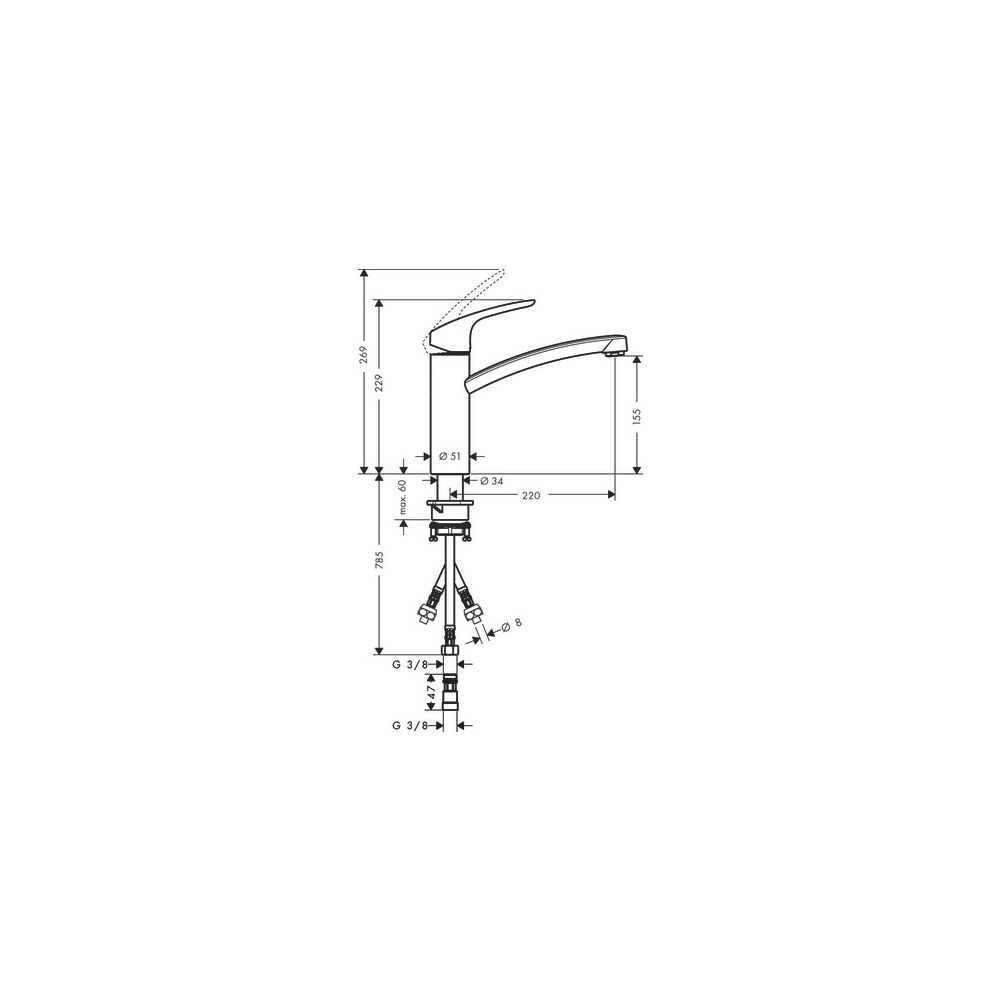 hansgrohe Focus M41 Einhebel-Küchenmischer 160mm 5l/min Niederdruck/offene Warmwass... HANSGROHE-31804000 4011097641898 (Abb. 4)