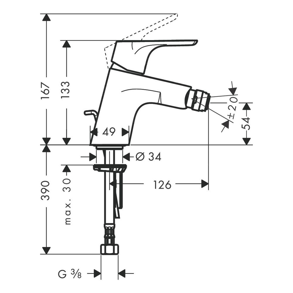 hansgrohe Focus Einhebel-Bidetmischer mit Zugstangen-Garnitur, Chrom... HANSGROHE-31920000 4011097591506 (Abb. 3)