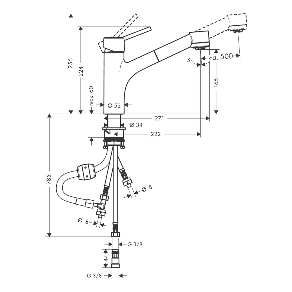 hansgrohe Spültischmischer 170 Talis M52 Niederdruck Ausziehbrause 2jet chrom... HANSGROHE-32842000 4011097523071 (Abb. 3)