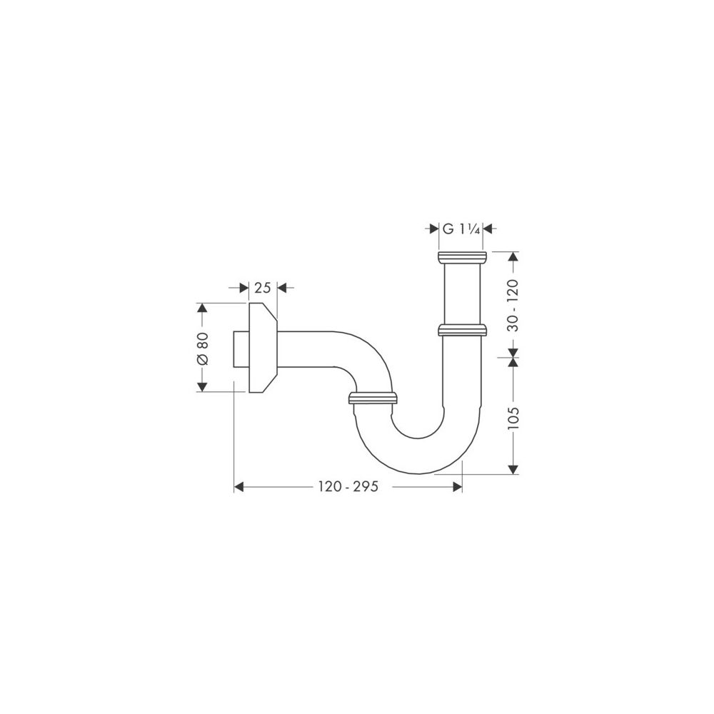 hansgrohe Röhrensifon DN 32, installationsfreundlich, Chrom... HANSGROHE-53010000 4011097123936 (Abb. 3)