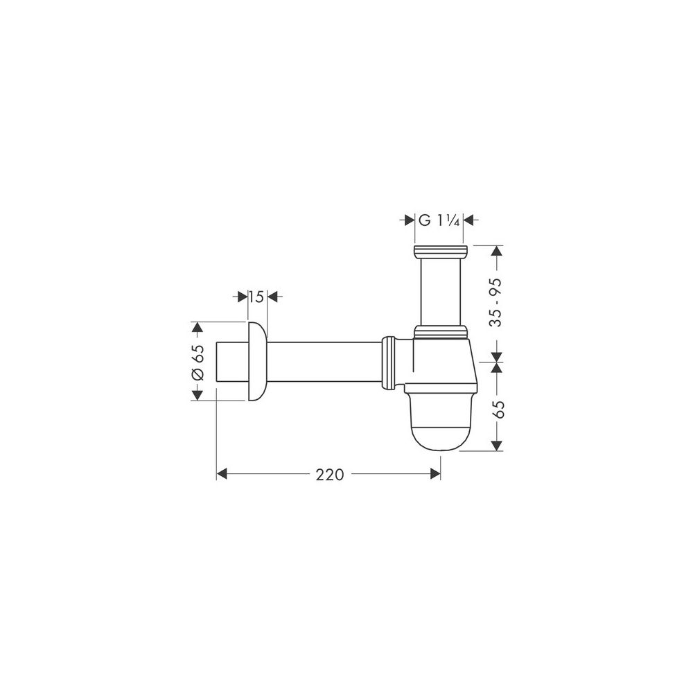 hansgrohe Tassensiphon 1mm, 1/4" Standardmodell für Bidet, Chrom... HANSGROHE-55213000 4011097125121 (Abb. 3)