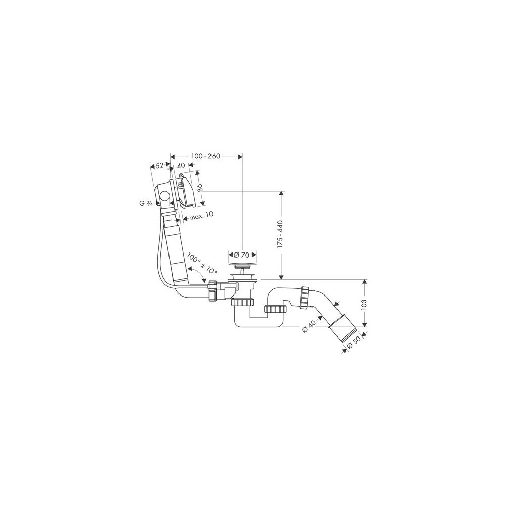 hansgrohe Exafill Komplettset Wanneneinlauf, Ablauf-, Überlaufgarnitur für Normalwa... HANSGROHE-58123000 4011097363363 (Abb. 3)