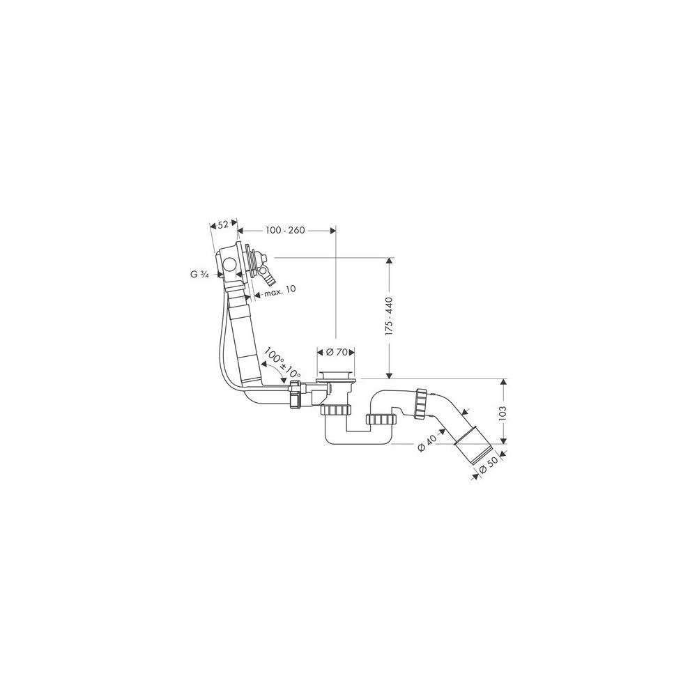 hansgrohe Exafill Grundkörper Wanneneinlauf, Ablauf-, Überlaufgarnitur für Normalwa... HANSGROHE-58125180 4011097140223 (Abb. 3)