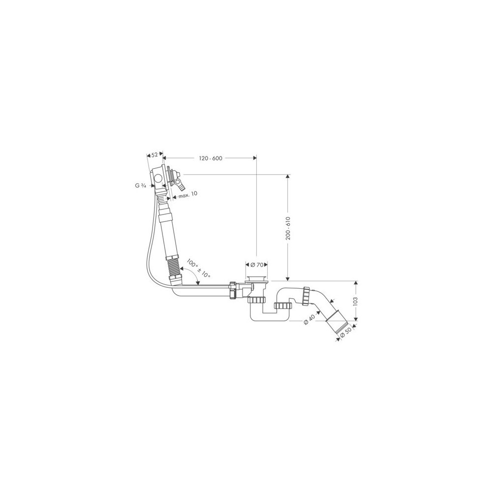 hansgrohe Exafill Grundkörper Wanneneinlauf, Ablauf-, Überlaufgarnitur für Sonderwa... HANSGROHE-58126180 4011097140230 (Abb. 3)