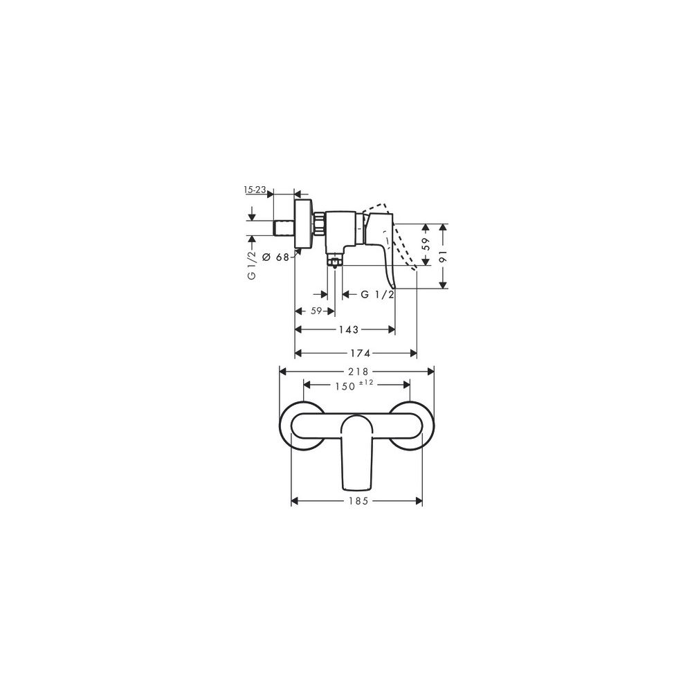 hansgrohe Metris Einhebel-Brausemischer Aufputz, Chrom... HANSGROHE-31680000 4011097656694 (Abb. 3)