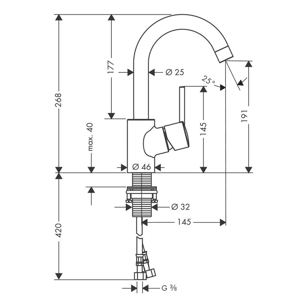 hansgrohe Talis S Einhebel-Waschtischmischer 200mm 5l/min mit Schwenkauslauf, Zugst... HANSGROHE-32070000 4011097473574 (Abb. 4)