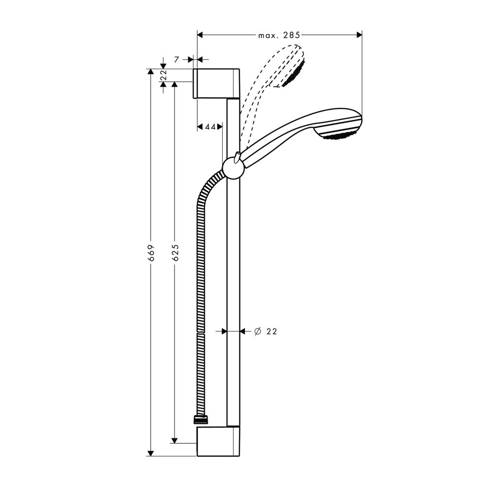 hansgrohe Crometta 85 Brauseset Mono mit Brausestange 650mm 16l/min Chrom... HANSGROHE-27728000 4011097664859 (Abb. 3)