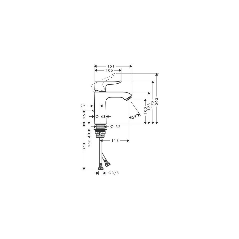 hansgrohe Metris Einhebel-Waschtischmischer 110mm, LowFlow 3,5l/min mit Zugstangen-... HANSGROHE-31203000 4011097719337 (Abb. 3)