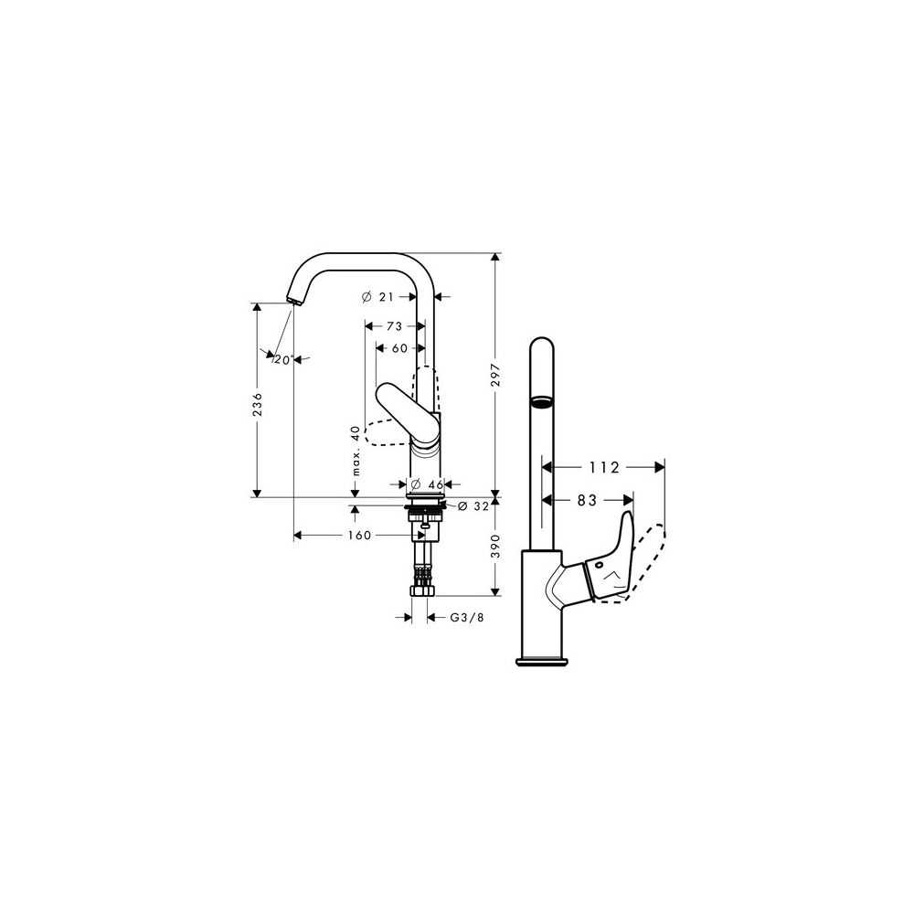 hansgrohe Focus Einhebel-Waschtischmischer 240mm 5l/min ohne Garnitur mit Schwenkau... HANSGROHE-31519000 4011097679426 (Abb. 3)