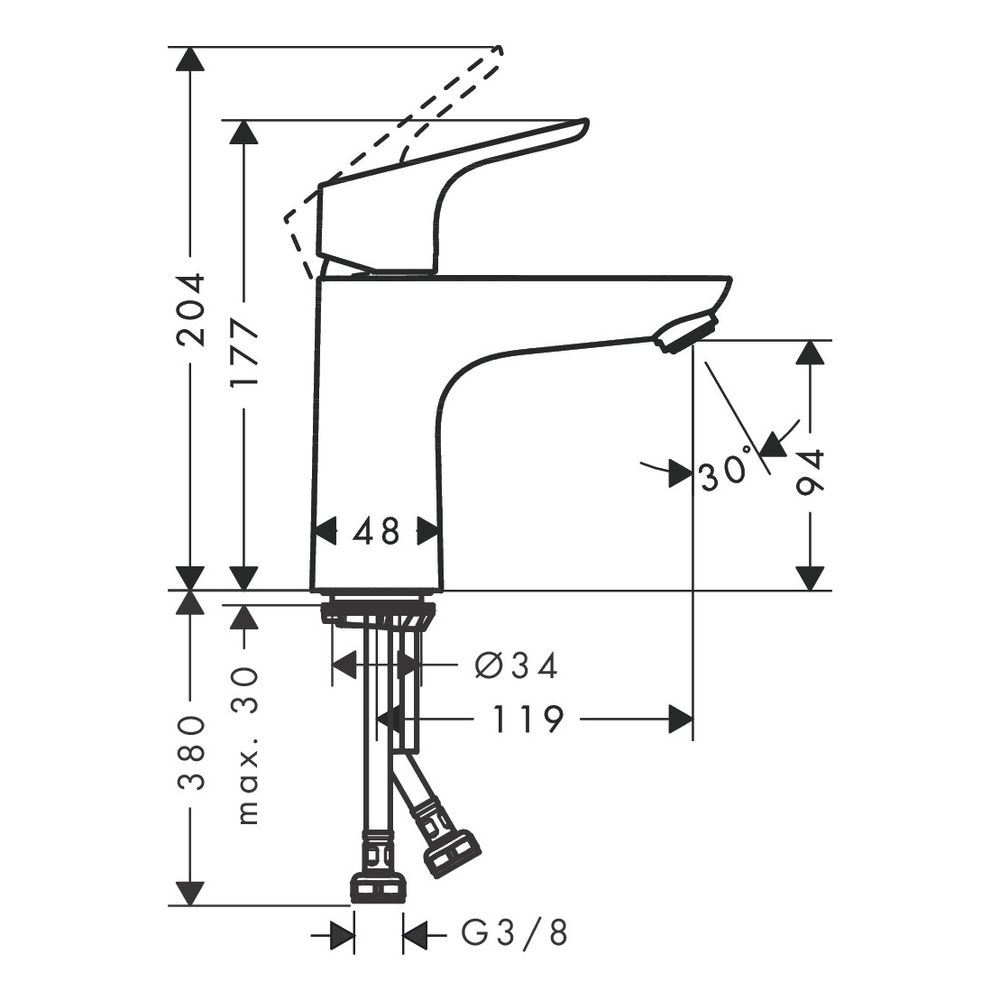 hansgrohe Focus Einhebel-Waschtischmischer 100mm 5l/min ohne Garnitur, Chrom... HANSGROHE-31517000 4011097679402 (Abb. 3)