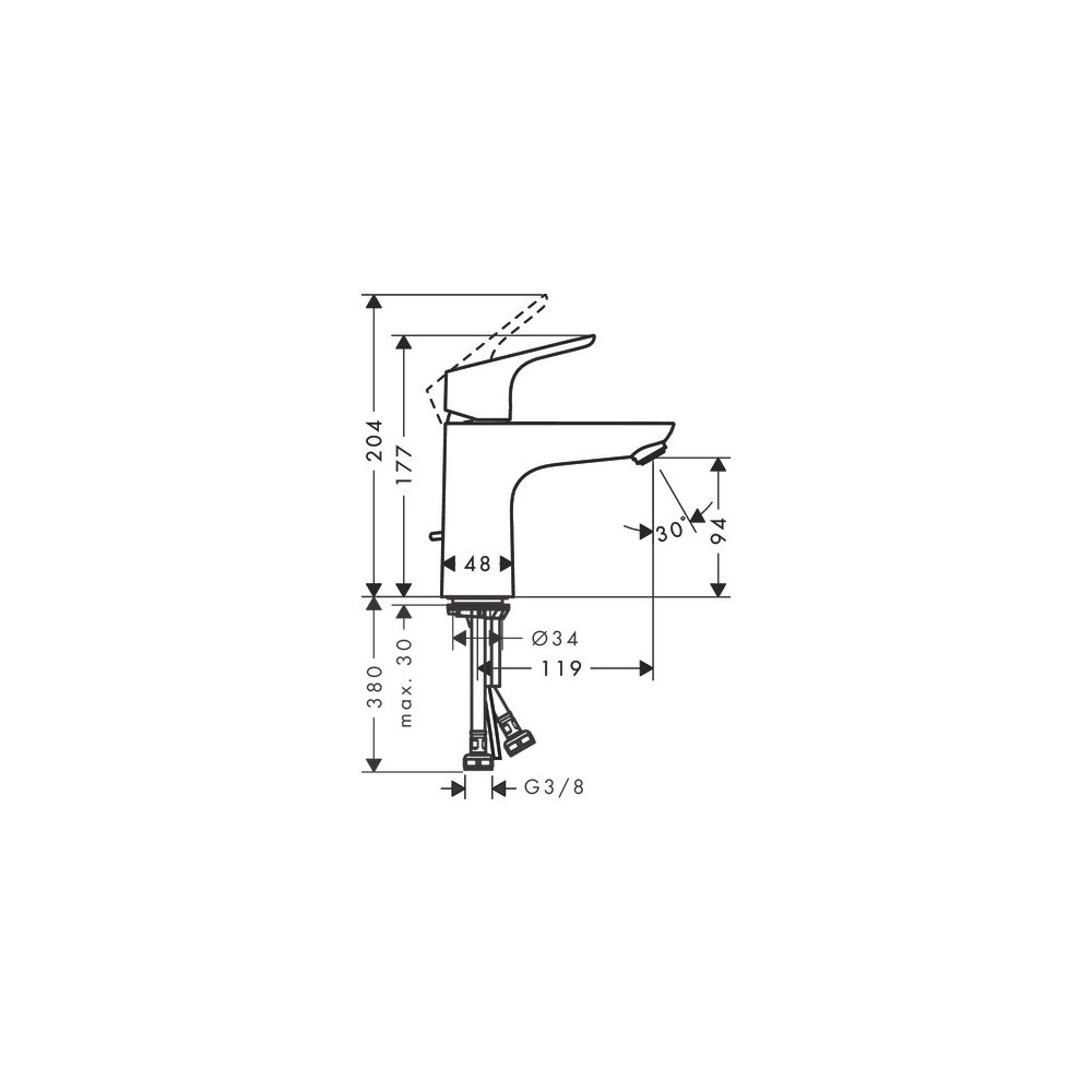 hansgrohe Focus Einhebel-Waschtischmischer 100mm 5l/min mit Zugstangen-Garnitur, Ch... HANSGROHE-31607000 4011097679433 (Abb. 4)