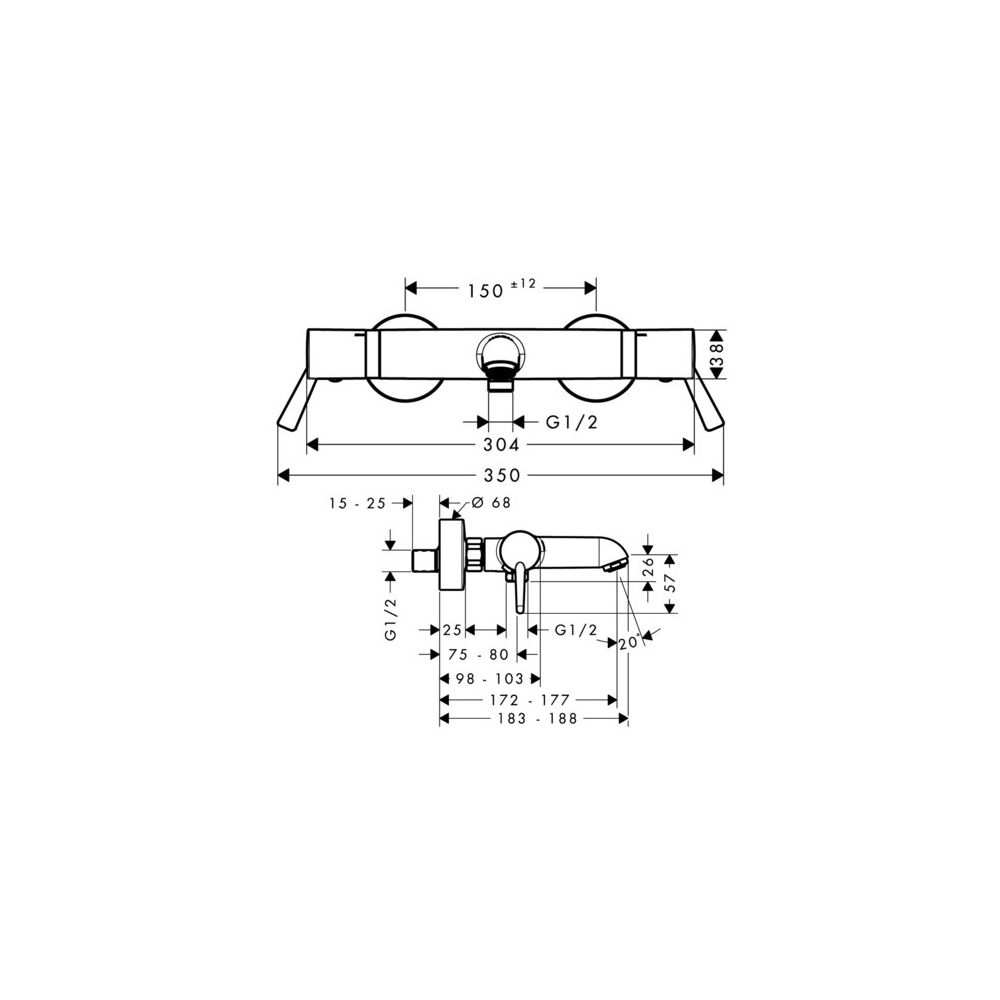 hansgrohe Ecostat Comfort Wannenthermostat Care Aufputz mit extra langen Griffen, C... HANSGROHE-13115000 4011097678849 (Abb. 3)