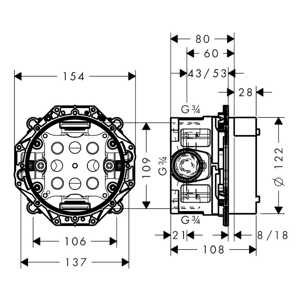 hansgrohe iBox universal Grundkörper mit Vorabsperrung für alle Brausen-, Wannen- u... HANSGROHE-01850180 4011097677545 (Abb. 3)