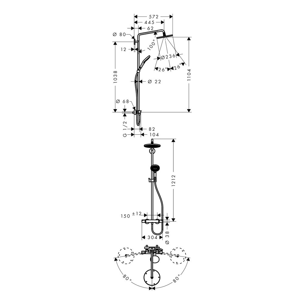 hansgrohe Raindance S Showerpipe 240mm 1jet 16l/min mit Thermostat, Chrom... HANSGROHE-27115000 4011097679594 (Abb. 3)