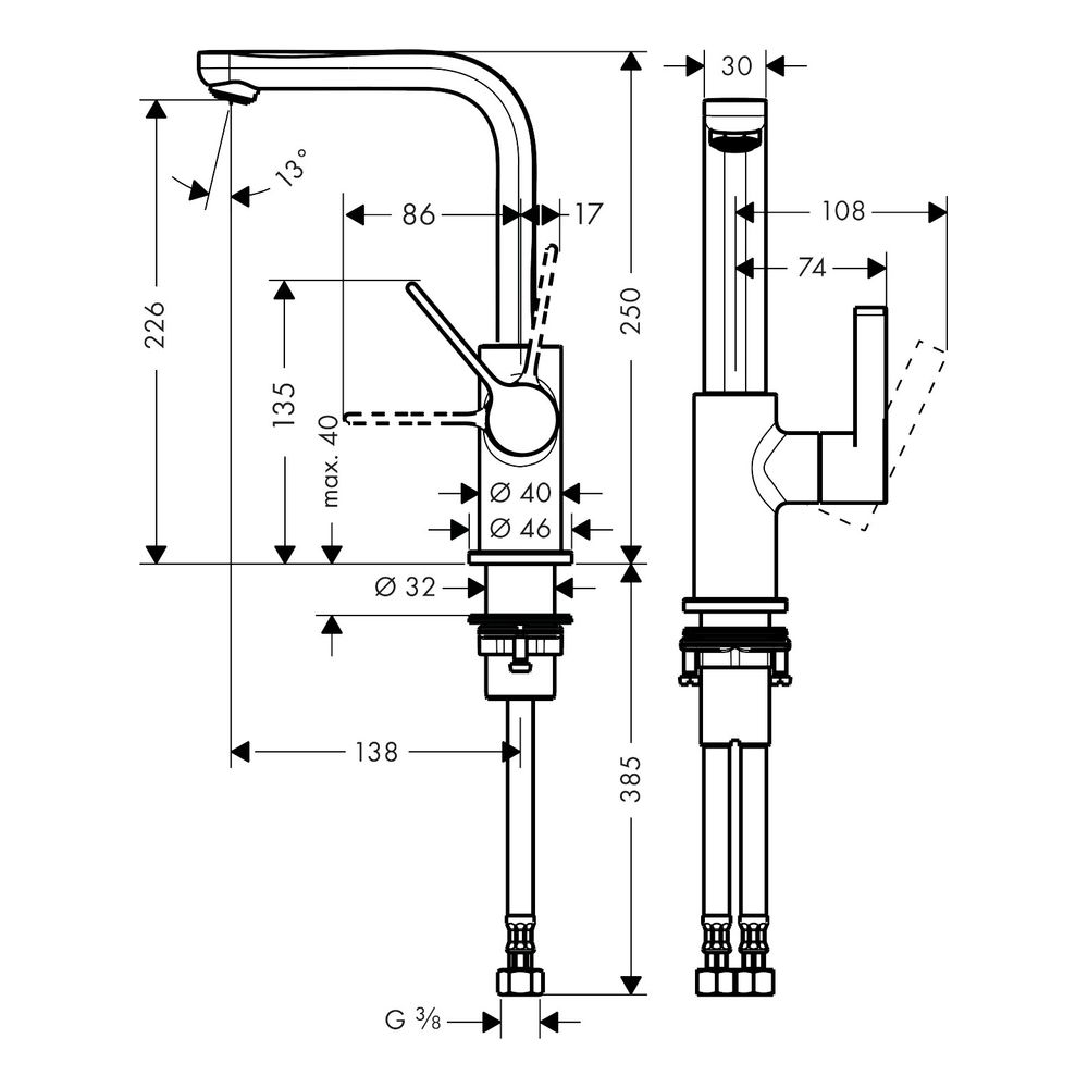 hansgrohe Waschtischmischer Metris S Schwenkauslauf chrom... HANSGROHE-31161000 4011097641850 (Abb. 2)