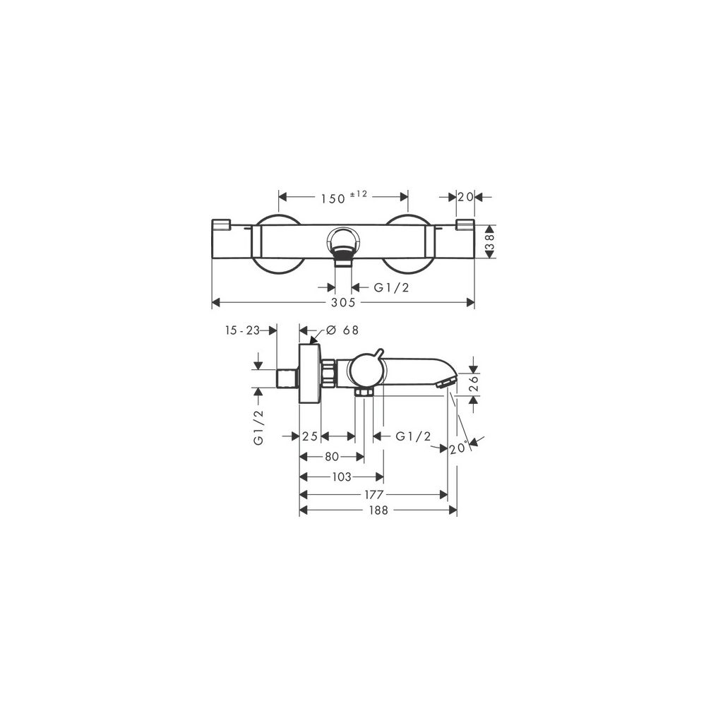 hansgrohe Ecostat Comfort Wannenthermostat Aufputz DN 15, Chrom... HANSGROHE-13114000 4011097678832 (Abb. 3)