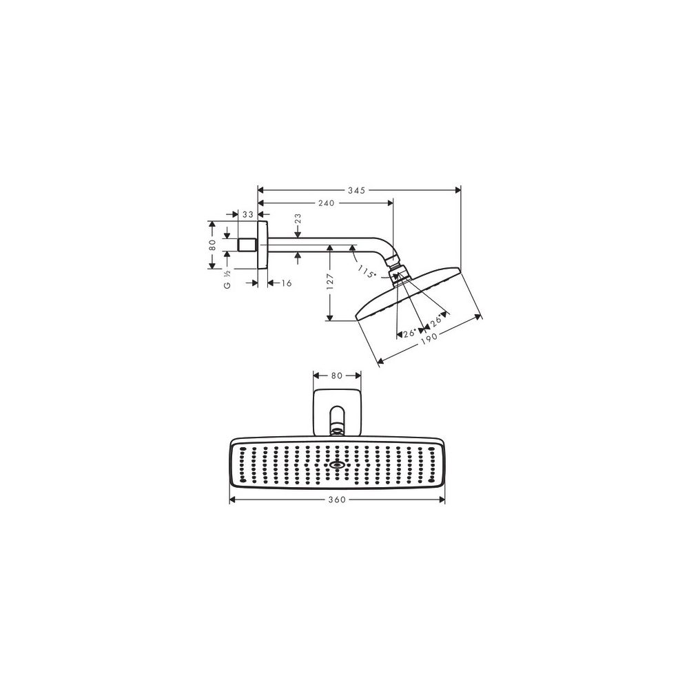 hansgrohe Raindance E Kopfbrause 360mm 1jet 16,5l/min mit Brausearm 240mm, Chrom... HANSGROHE-27371000 4011097625140 (Abb. 3)