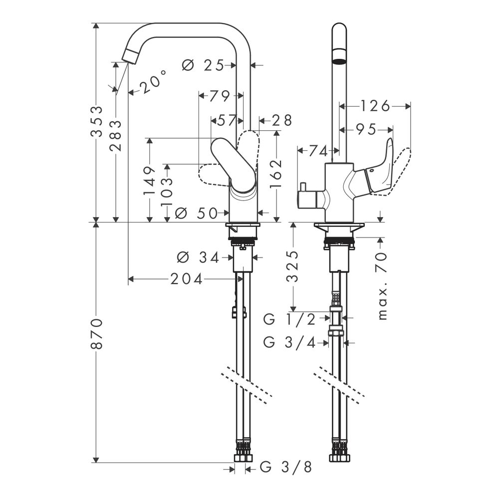 hansgrohe Focus M41 Einhebel-Küchenmischer 260mm 12l/min Geräteabsperrventil, 1jet,... HANSGROHE-31823000 4011097708027 (Abb. 3)