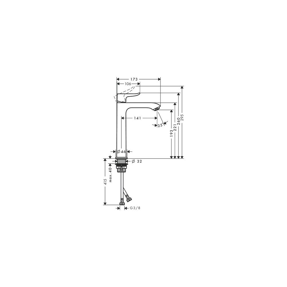hansgrohe Metris Einhebel-Waschtischmischer 200mm 5l/min ohne Garnitur, Chrom... HANSGROHE-31185000 4011097705149 (Abb. 3)