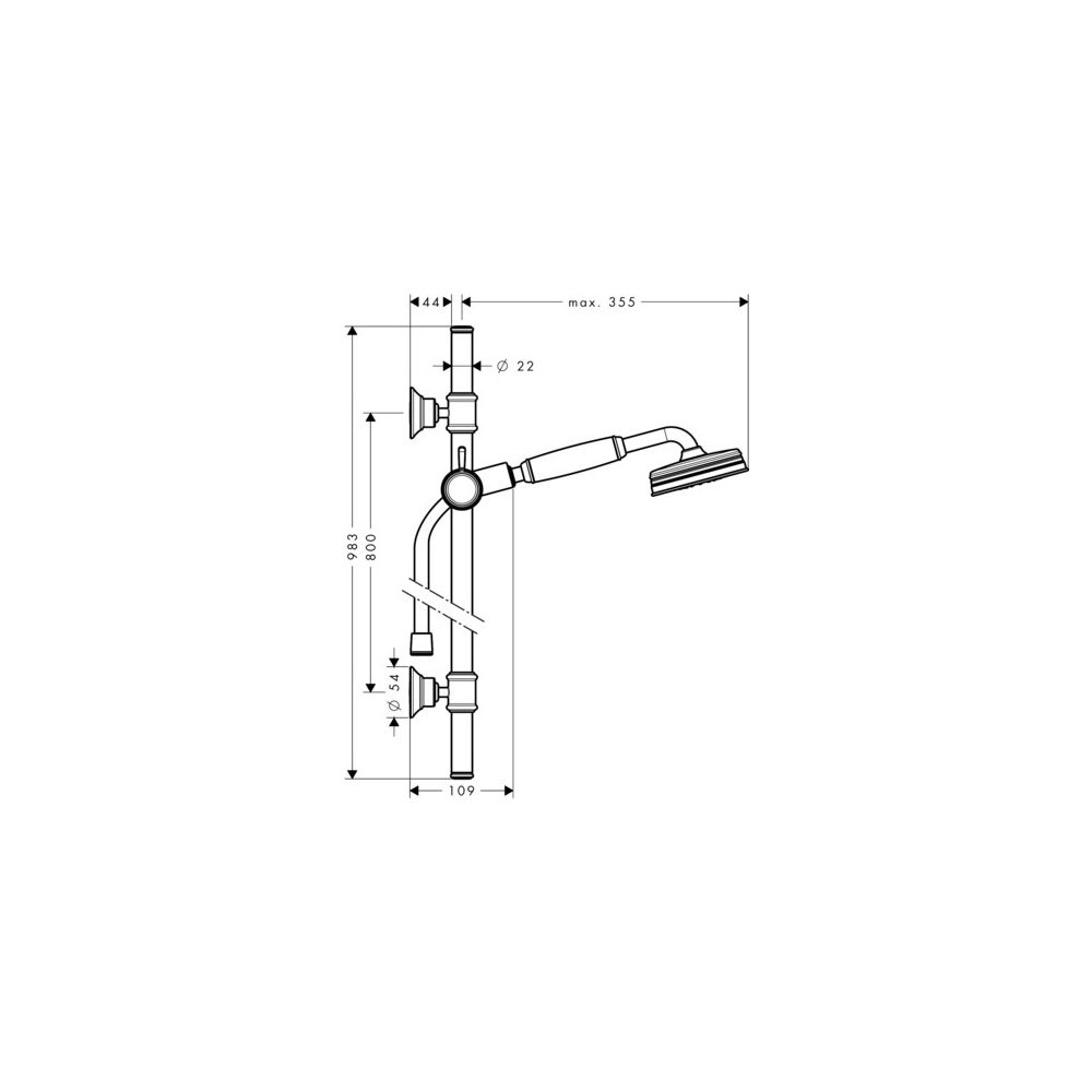 Hansgrohe AXOR Montreux Brauseset 90cm, Handbrause, 16l/min, 100 1jet, Brushed Bras... HANSGROHE-27982950 4011097894669 (Abb. 2)