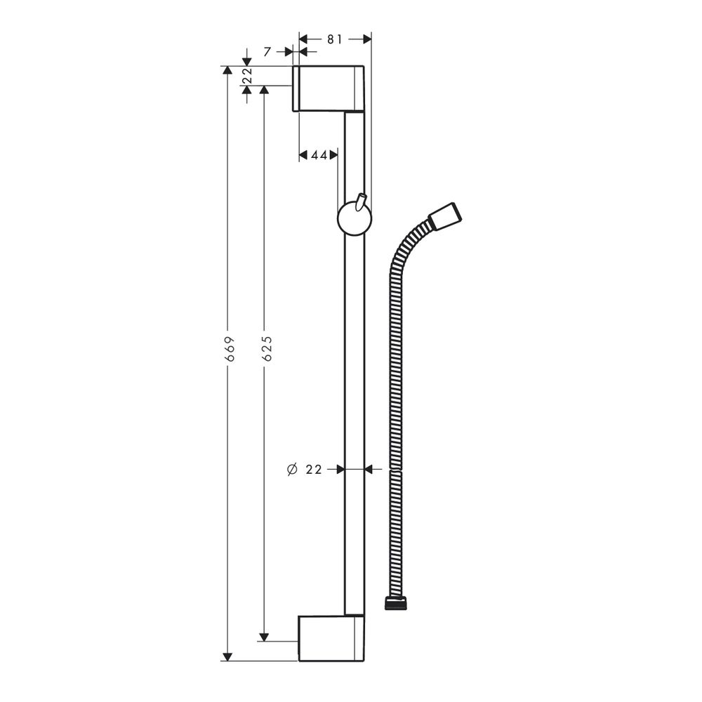 hansgrohe Unica Brausestange Crometta 669mm mit Metaflex Brauseschlauch 1,60m, Chro... HANSGROHE-27615000 4011097570174 (Abb. 3)