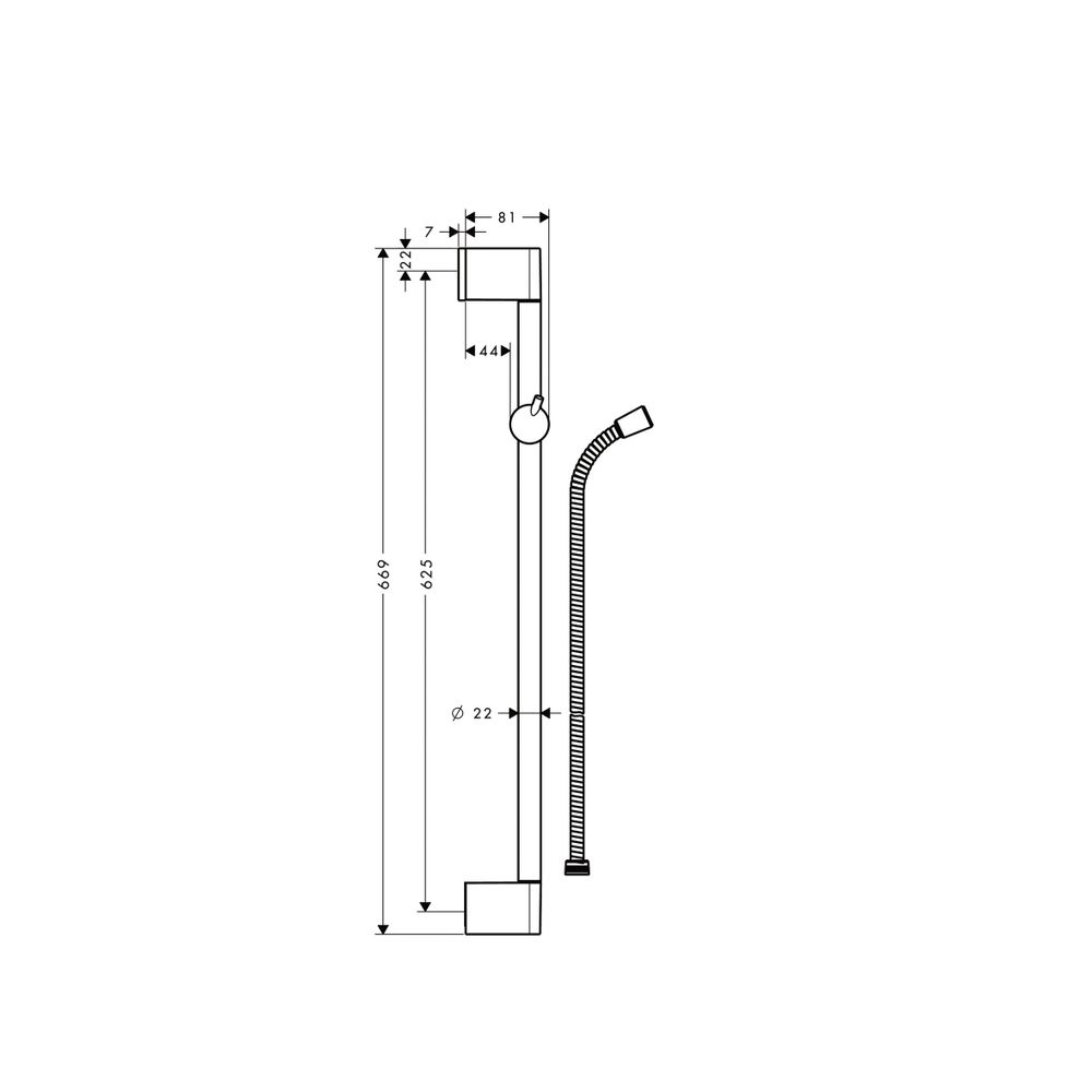 hansgrohe Unica Brausestange Crometta 669mm mit Metaflex Brauseschlauch 1,60m, Chro... HANSGROHE-27615000 4011097570174 (Abb. 4)