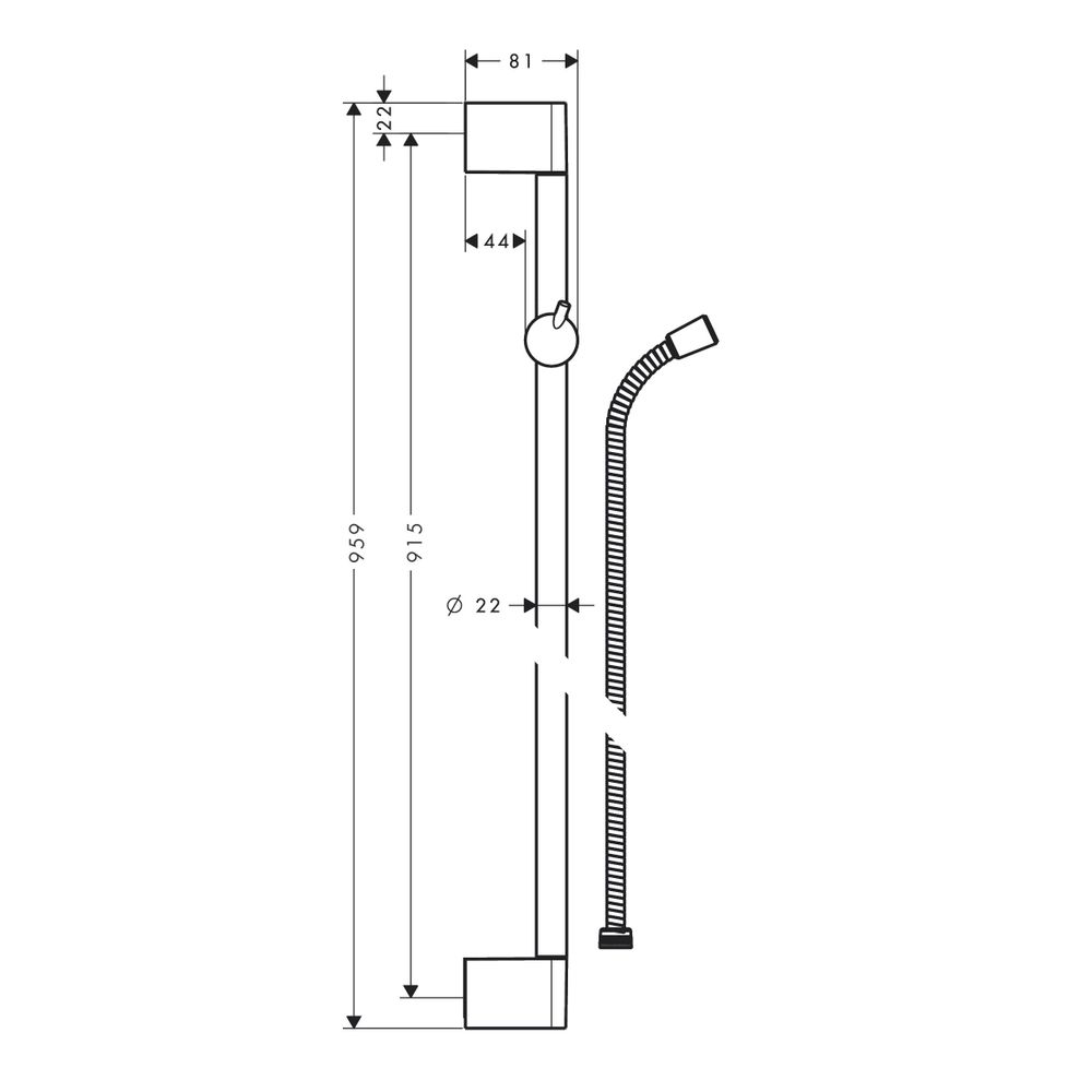 hansgrohe Unica Brausestange Crometta 959mm mit Metaflex Brauseschlauch 1,60m, Chro... HANSGROHE-27614000 4011097570167 (Abb. 3)