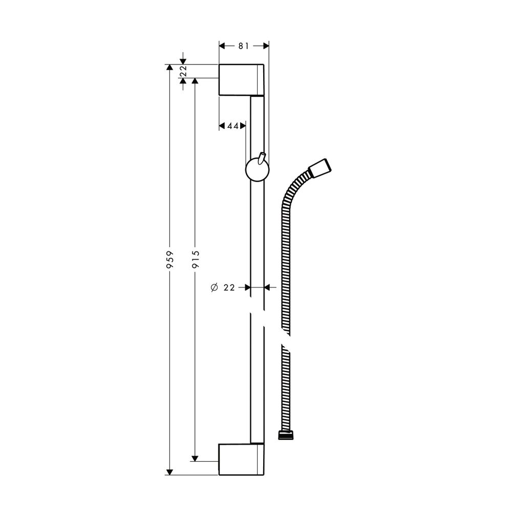 hansgrohe Unica Brausestange Crometta 959mm mit Metaflex Brauseschlauch 1,60m, Chro... HANSGROHE-27614000 4011097570167 (Abb. 4)