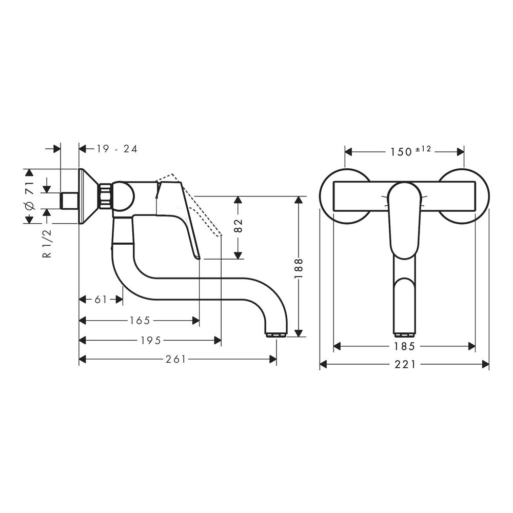 hansgrohe Focus M41 Einhebel-Küchenmischer, Wandmontage Lowspout, 1jet, Chrom... HANSGROHE-31825000 4011097708041 (Abb. 3)