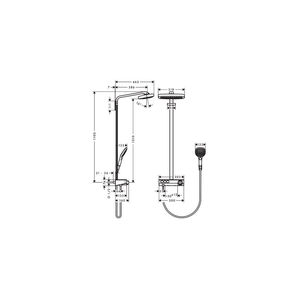 hansgrohe Raindance Select E Showerpipe 300mm 3jet 19l/min Chrom mit ShowerTablet S... HANSGROHE-27127000 4011097716930 (Abb. 3)