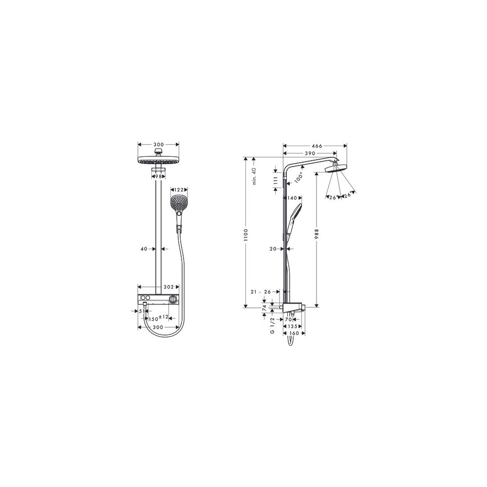 hansgrohe Raindance Select E Showerpipe 300mm 2jet 16l/min Chrom mit ShowerTablet S... HANSGROHE-27126000 4011097716954 (Abb. 2)