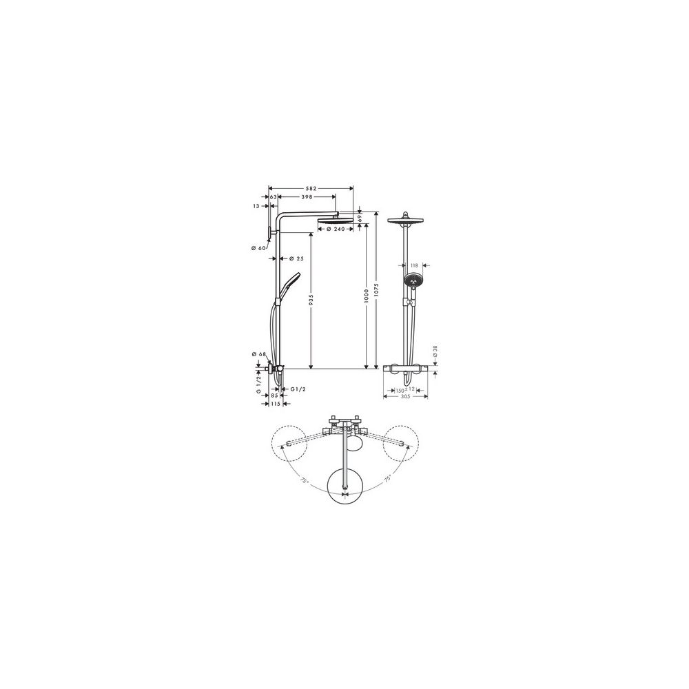 hansgrohe Raindance Select S Showerpipe 240mm 2jet 15l/min mit Thermostat, Chrom... HANSGROHE-27129000 4011097718132 (Abb. 3)