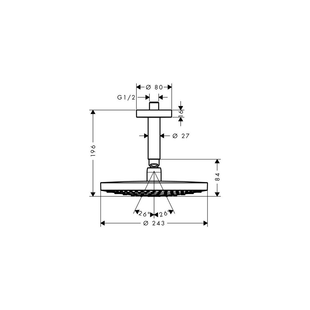 hansgrohe Raindance Select S Kopfbrause 240mm 2jet 9l/min EcoSmart mit Deckenanschl... HANSGROHE-26469000 4011097720524 (Abb. 3)