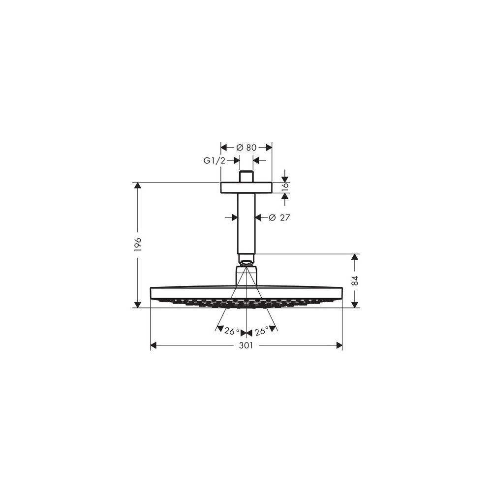 hansgrohe Raindance Select S Kopfbrause 300mm 2jet 17l/min mit Deckenanschluss, Wei... HANSGROHE-27337400 4011097720593 (Abb. 4)