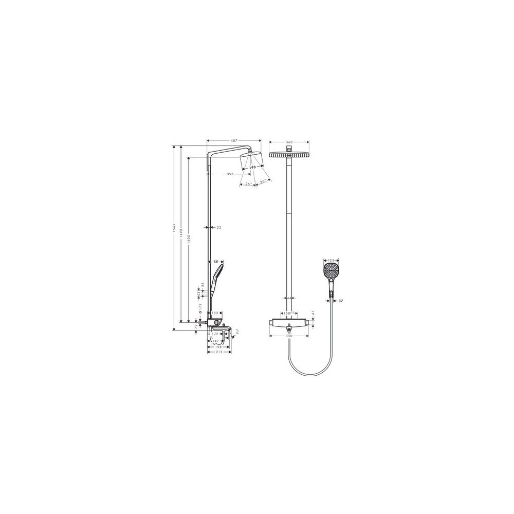 hansgrohe Raindance E Showerpipe 360mm 1jet 20l/min mit Wannenthermostat, Chrom... HANSGROHE-27113000 4011097679563 (Abb. 3)