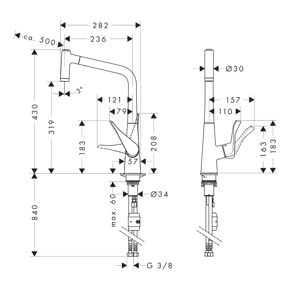 hansgrohe Metris M71 Einhebel-Küchenmischer 320mm 10l/min Chrom, mit Ausziehbrause,... HANSGROHE-14820000 4011097718378 (Abb. 4)