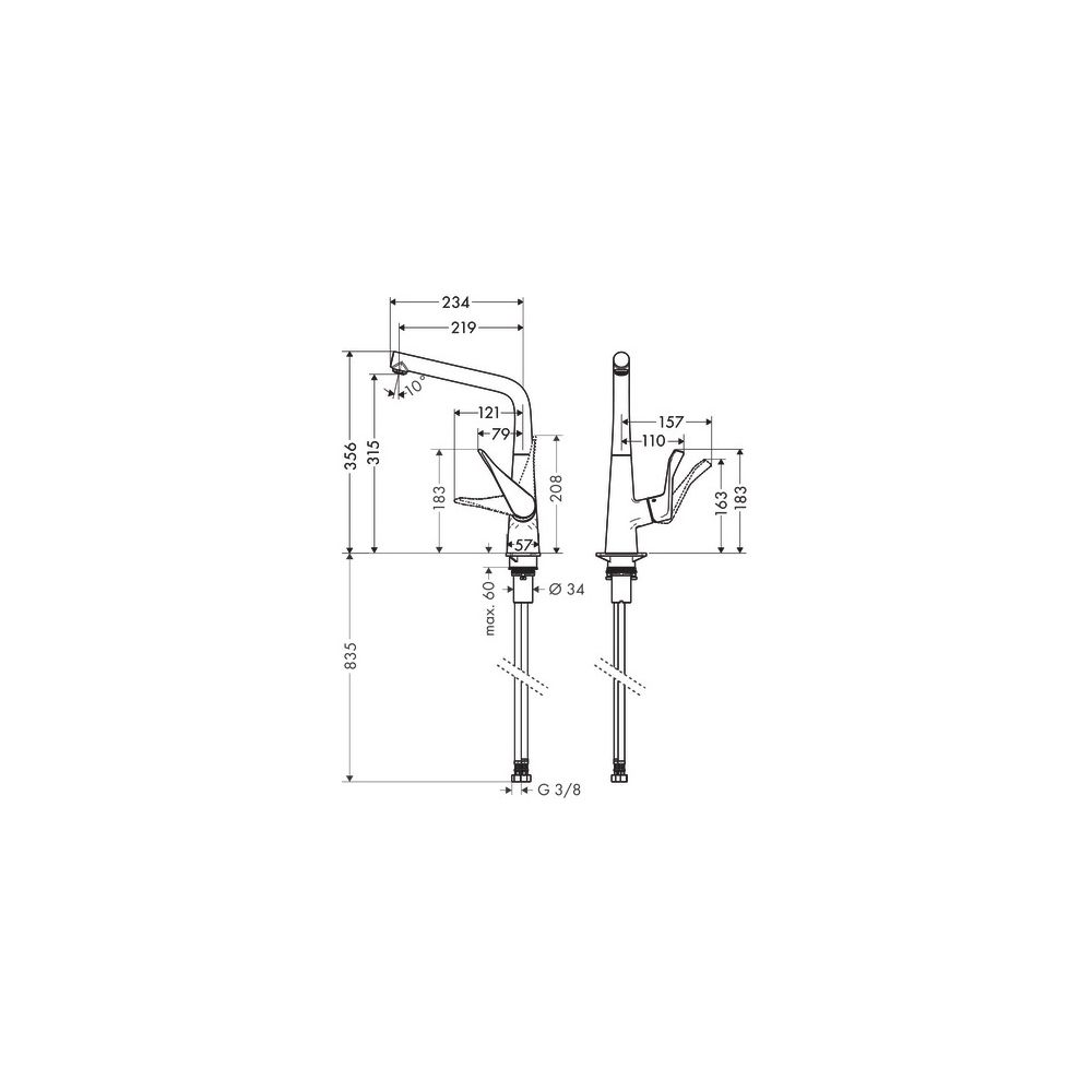 hansgrohe Metris M71 Einhebel-Küchenmischer 320mm 12l/min Chrom, Vorfenstermontage,... HANSGROHE-14823000 4011097718323 (Abb. 3)