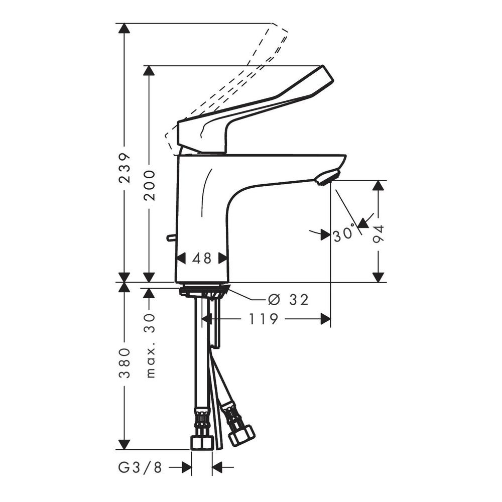 hansgrohe Focus Einhebel-Waschtischmischer 100mm 5l/min Zugstangen-Garnitur mit ext... HANSGROHE-31911000 4011097725833 (Abb. 3)