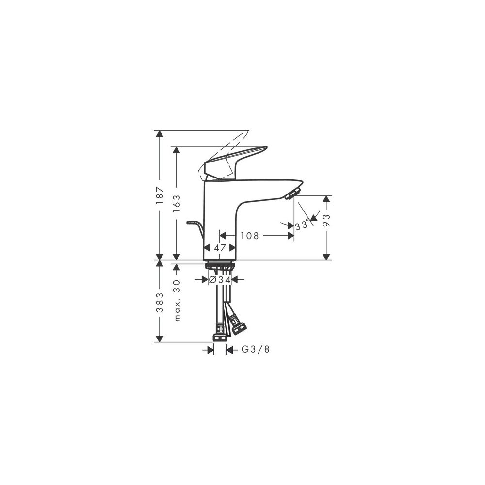 hansgrohe Logis Einhebel-Waschtischmischer 100mm 5l/min Chrom mit Zugstangen-Garnit... HANSGROHE-71100000 4011097738581 (Abb. 4)