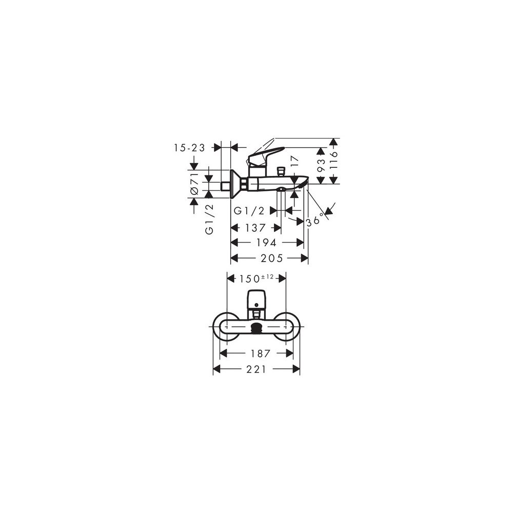 hansgrohe Logis Einhebel-Wannenmischer Aufputz 20l/min, Chrom... HANSGROHE-71400000 4011097738260 (Abb. 3)