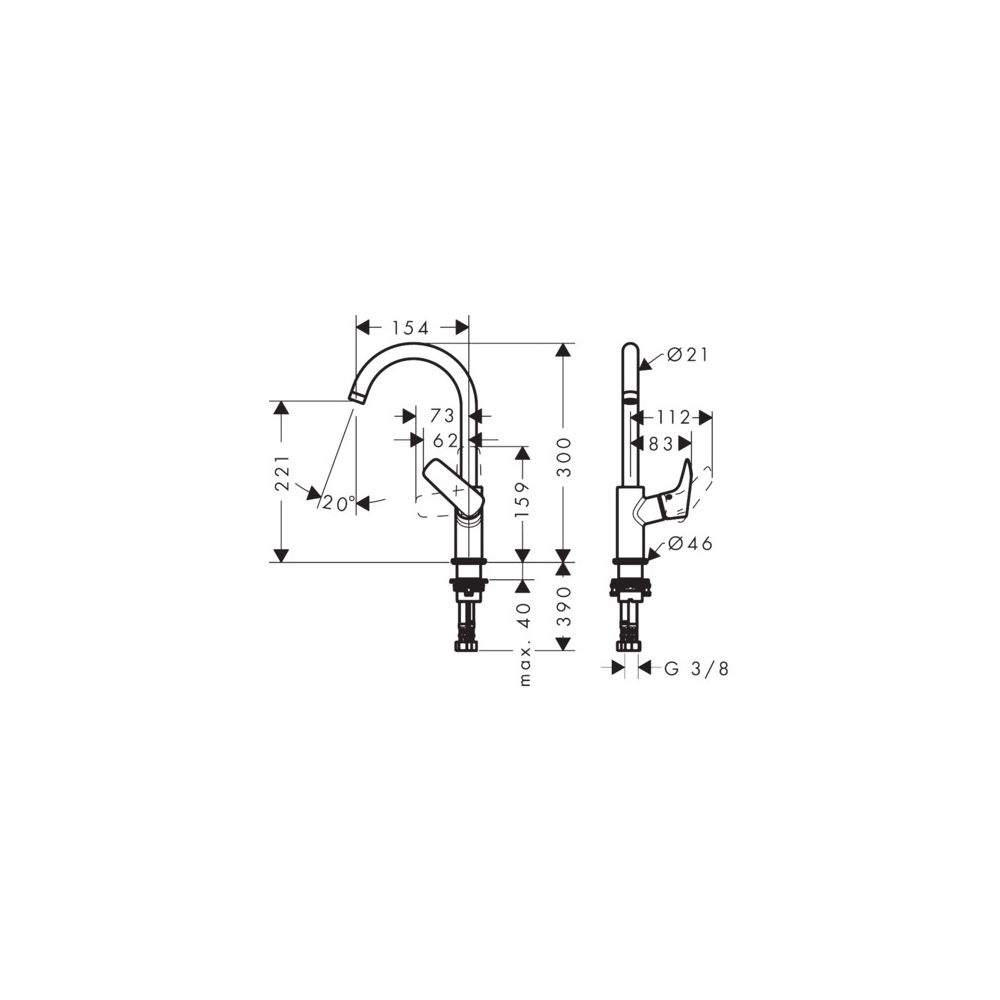 hansgrohe Logis Einhebel-Waschtischmischer 210mm 5l/min Chrom mit Schwenkauslauf oh... HANSGROHE-71131000 4011097738475 (Abb. 3)
