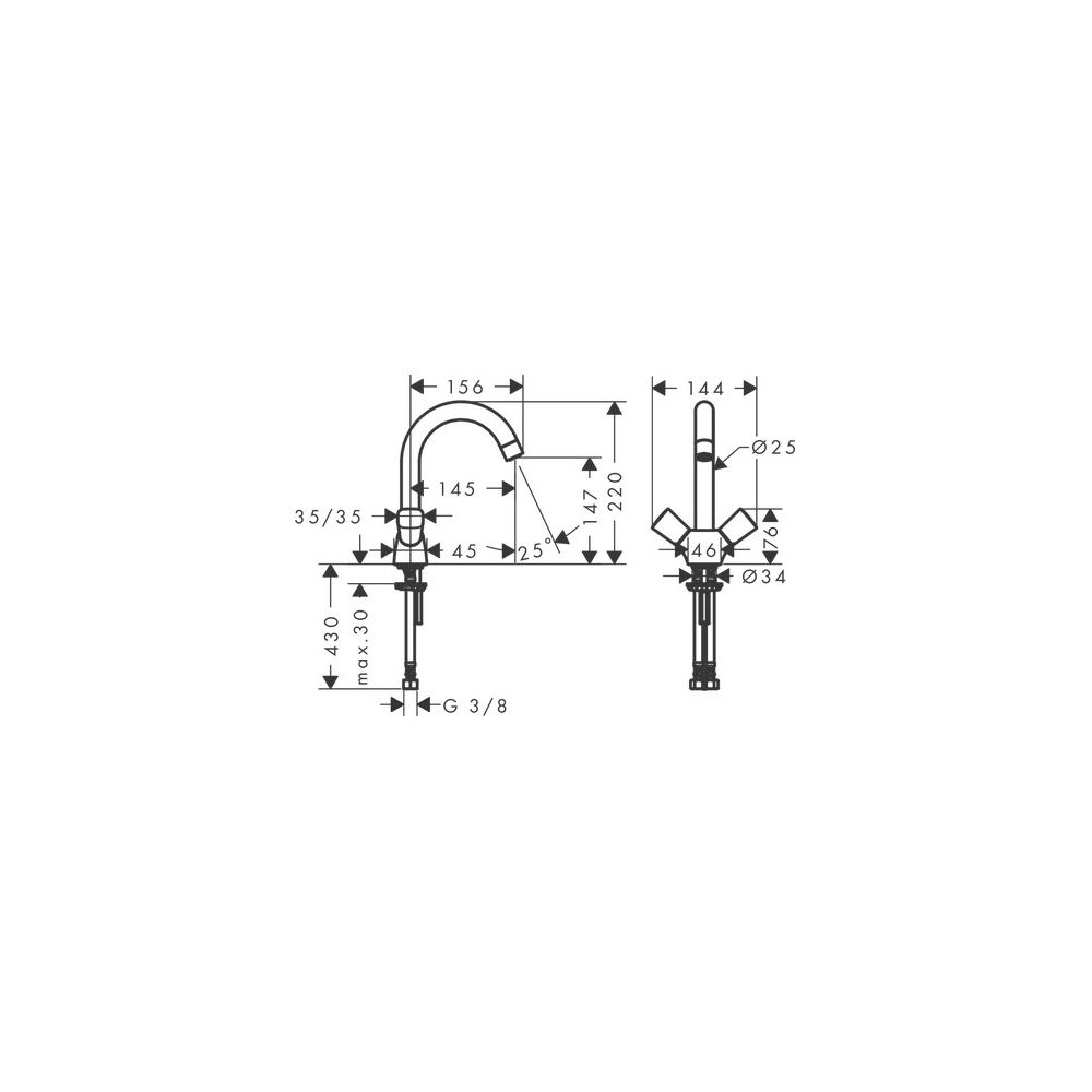 hansgrohe Logis 2-Griff Waschtischarmatur 150mm, ohne Garnitur, Chrom... HANSGROHE-71221000 4011097738413 (Abb. 3)