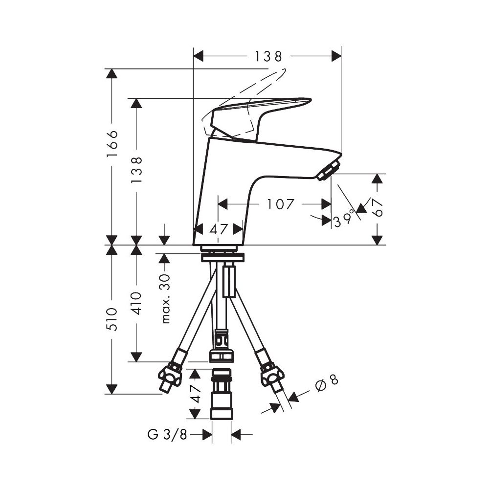 hansgrohe Logis Einhebel-Waschtischmischer 70mm 5l/min Chrom für Niederdruck/offene... HANSGROHE-71074000 4011097738673 (Abb. 4)