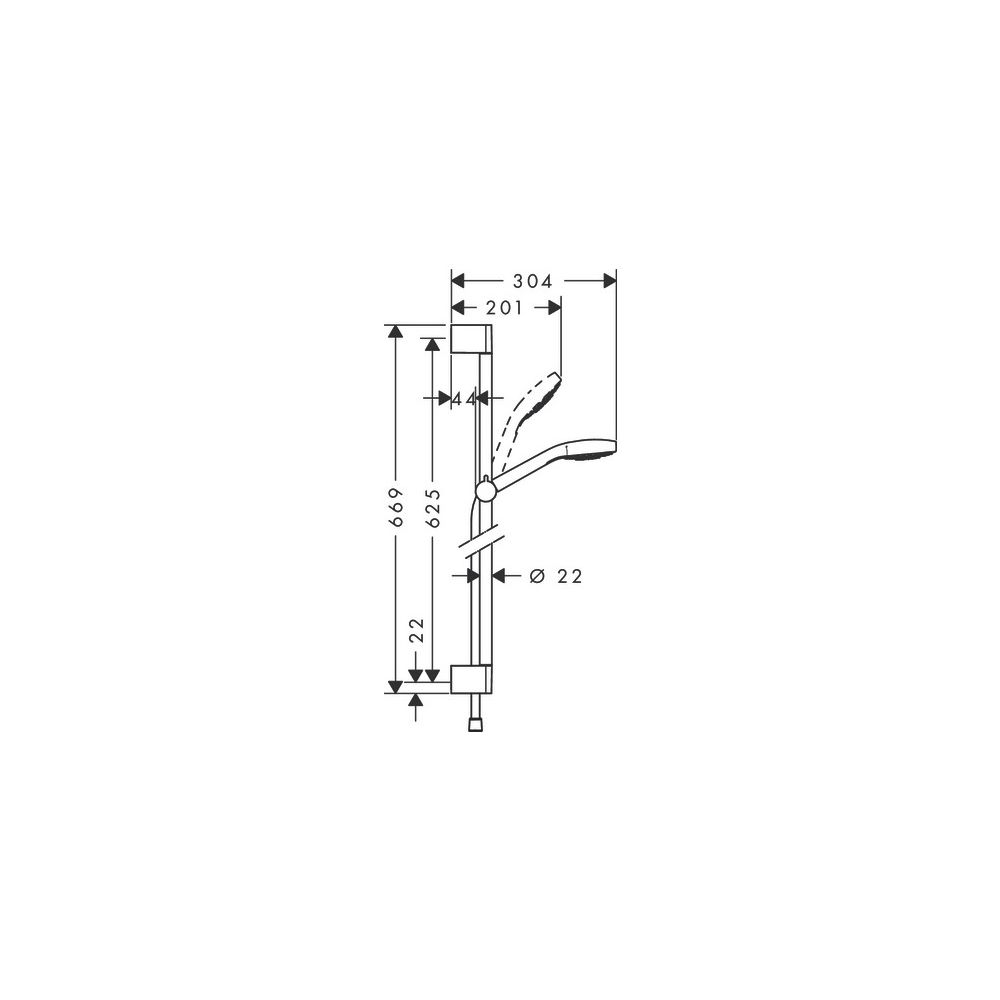 hansgrohe Croma Select S Brauseset 110mm Vario EcoSmart mit Brausestange 650mm 9l/m... HANSGROHE-26563400 4011097736433 (Abb. 3)